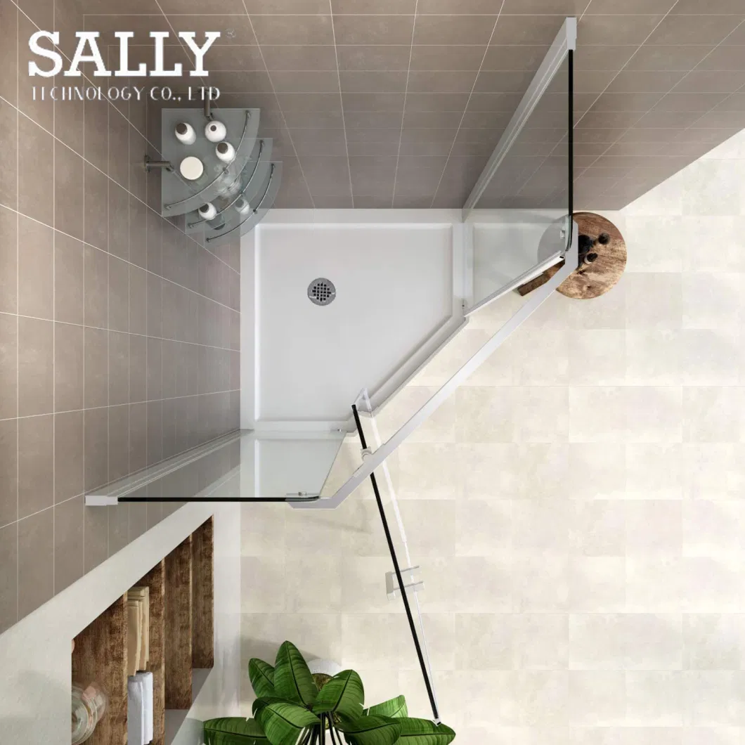 Sally ABS Acrylic Diamond Neo-Angle Enclosure Shower Tray 38X38X6 Center Drain Single Threshold Shower Base in White