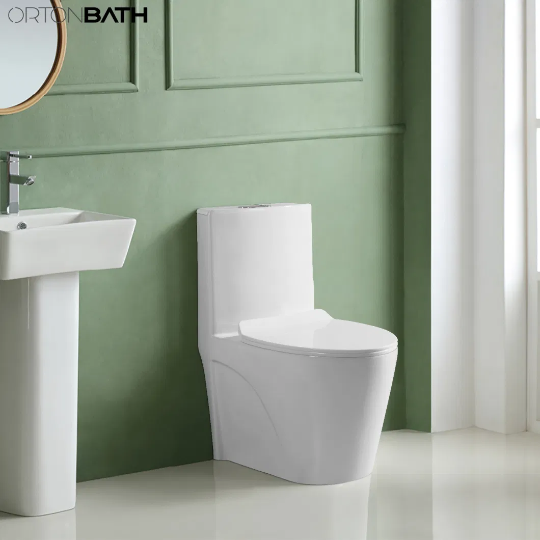 Ortonbath American Modern High Standards Toilet Cheap Sanitary Ware Ceramic Wc Commode Siphonic S-Trap One Piece Toilet with Toilets Bowl Seat Cover Accessories