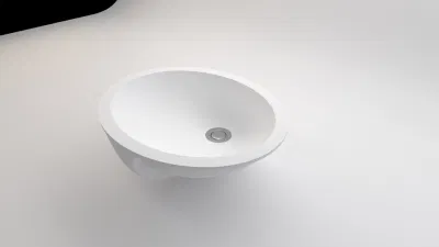 Lavabo de cocina/baño empotrado de superficie sólida de acrílico puro blanco personalizado